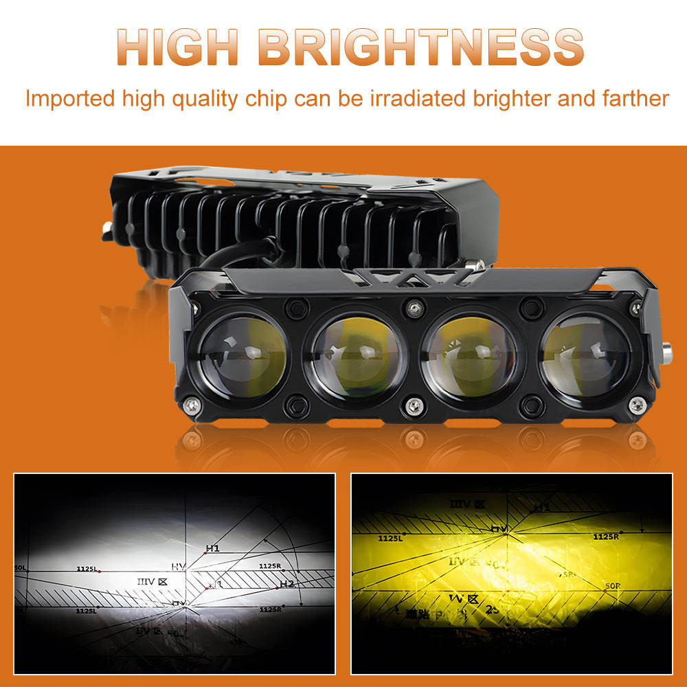 2X 5inch LED Work Light Bar Spot Pods Driving White+Yellow Offroad Fog Lamp SUV