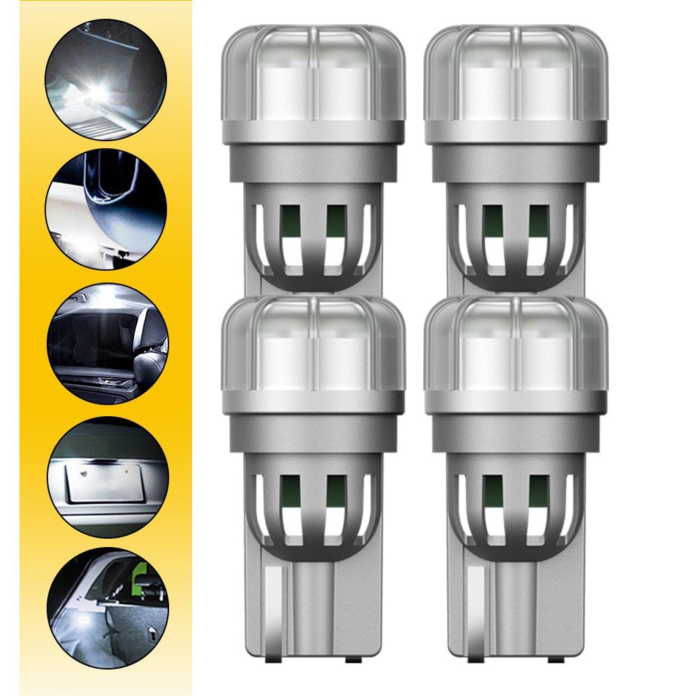 800LM 4PCS White LED 168 T10 194 W5W License Plate Light Inside Dome Trunk Light