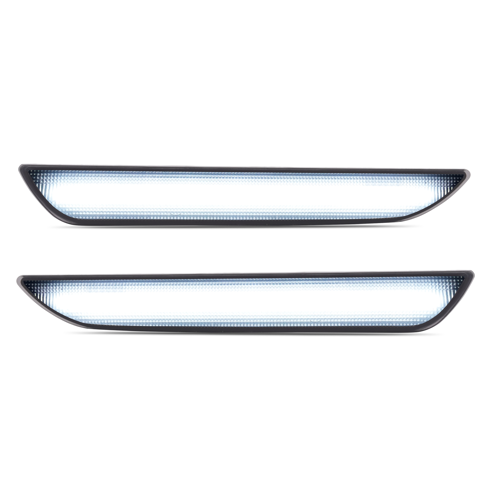 2PCS White LED Side Marker Lights Rear For Ford Mustang 2015-2023 Smoked Lens