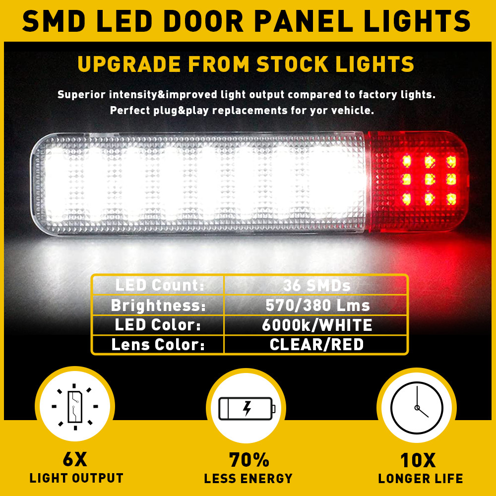 2PCS LED Interior Door Panel Courtesy Lights 6000K For Chevy/GMC C/K Tahoe YUSon