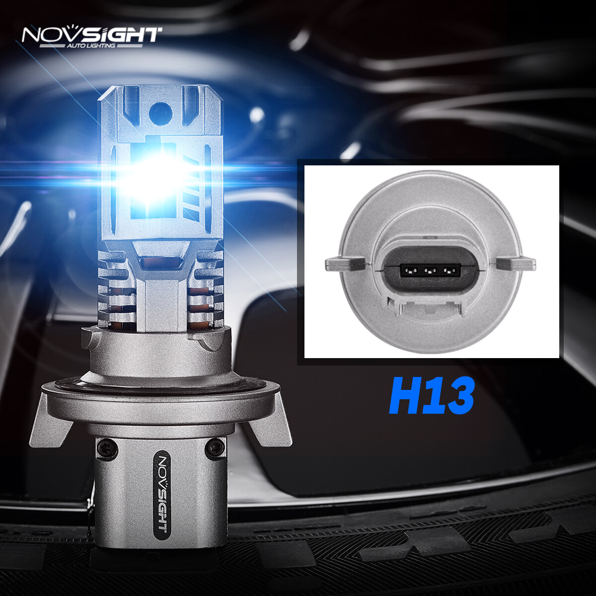 NOVSIGHT H13 LED Headlight Bulbs 12000LM High Low Beam Lamp 6500K High Bright