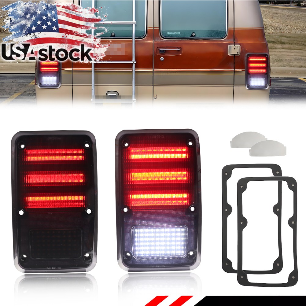 2X Smoke Lens LED Rear Tail Lights For Dodge B150 250 350 Plymouth PB100 150 250