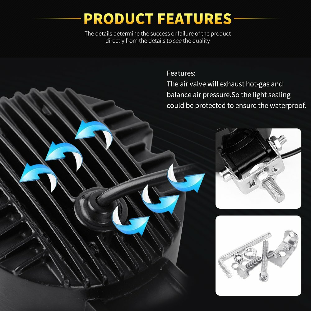 3“ LED Round Halo Light Bar Spot Work Pods Driving Fog for Offroad ATV SUV 4WD