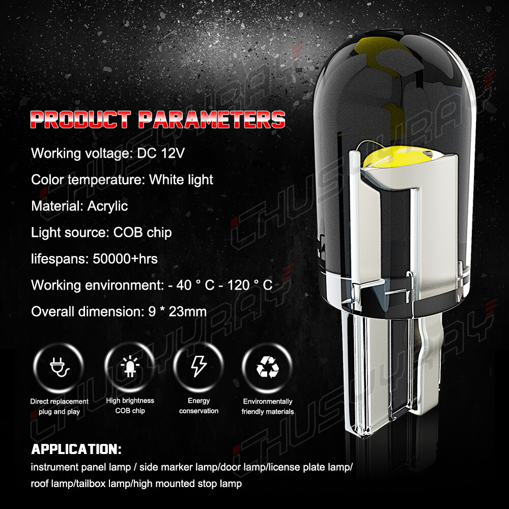 CHUSYYRAY T10 194 168 LED White Bulbs 200lm Interior / License Plate Light