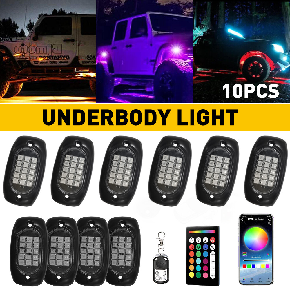 10in1 RGB LED Pods Rock Lights Trim Underbody Neon Light For Ford F150 F250 F350