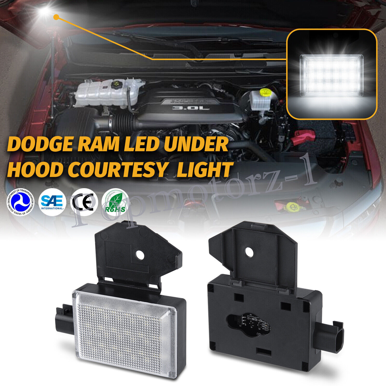 LED Underhood Hood Courtesy Light For Dodge RAM Charger Jeep Wrangler Chrysler