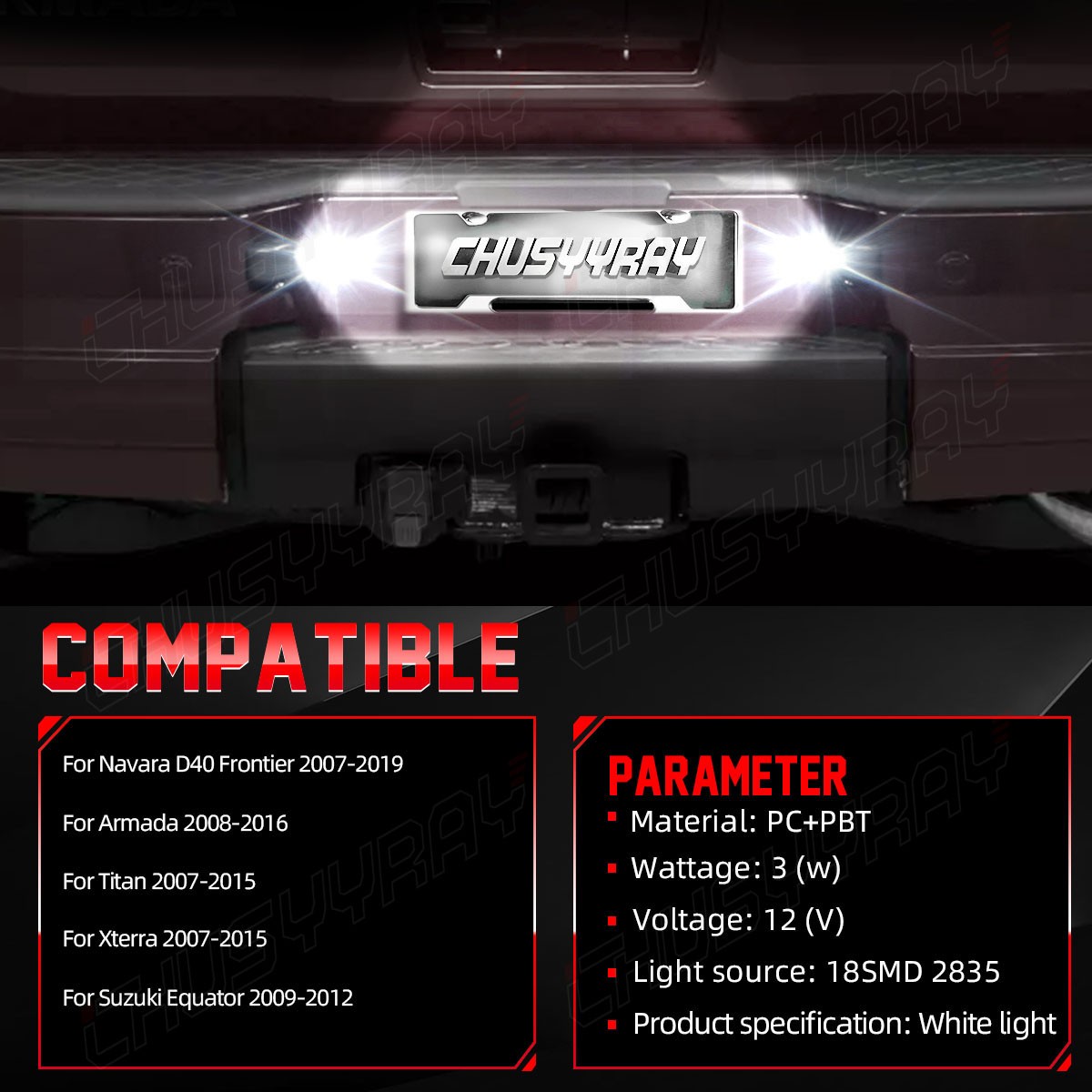 2X New 18 LED License Plate Light Lamp For Nissan Xterra 2007-2015