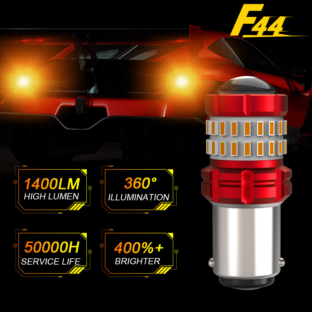 2PCS 1157 Amber Yellow LED Turn Signal Parking Light Bulbs CANBUS Play Plug
