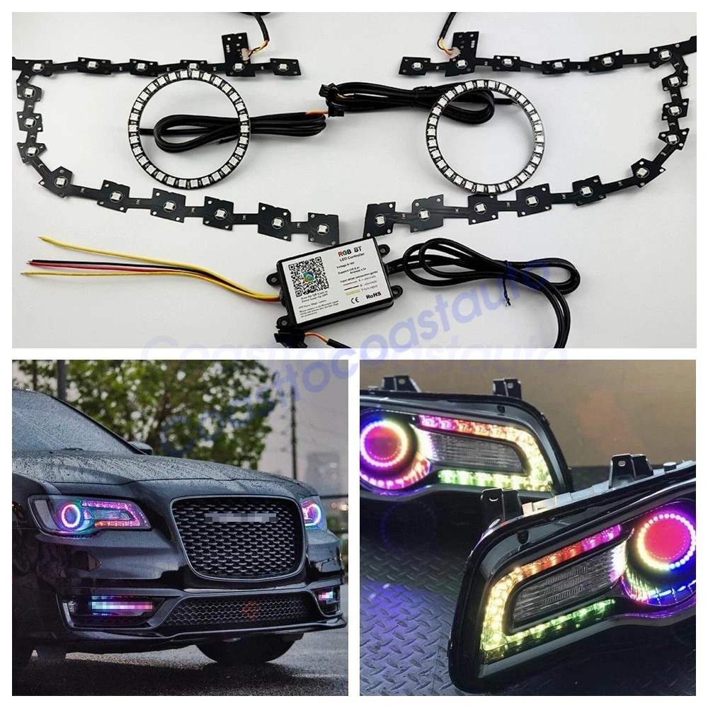 For 11-20 Chrysler 300 C S RGBW LED Headlight DRL Board Halo Ring Kit App