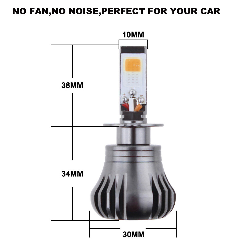 Strobe Flash H3 COB LED Fog Light Bulbs Lamp Kit 2400LM 2400LM White & Yellow