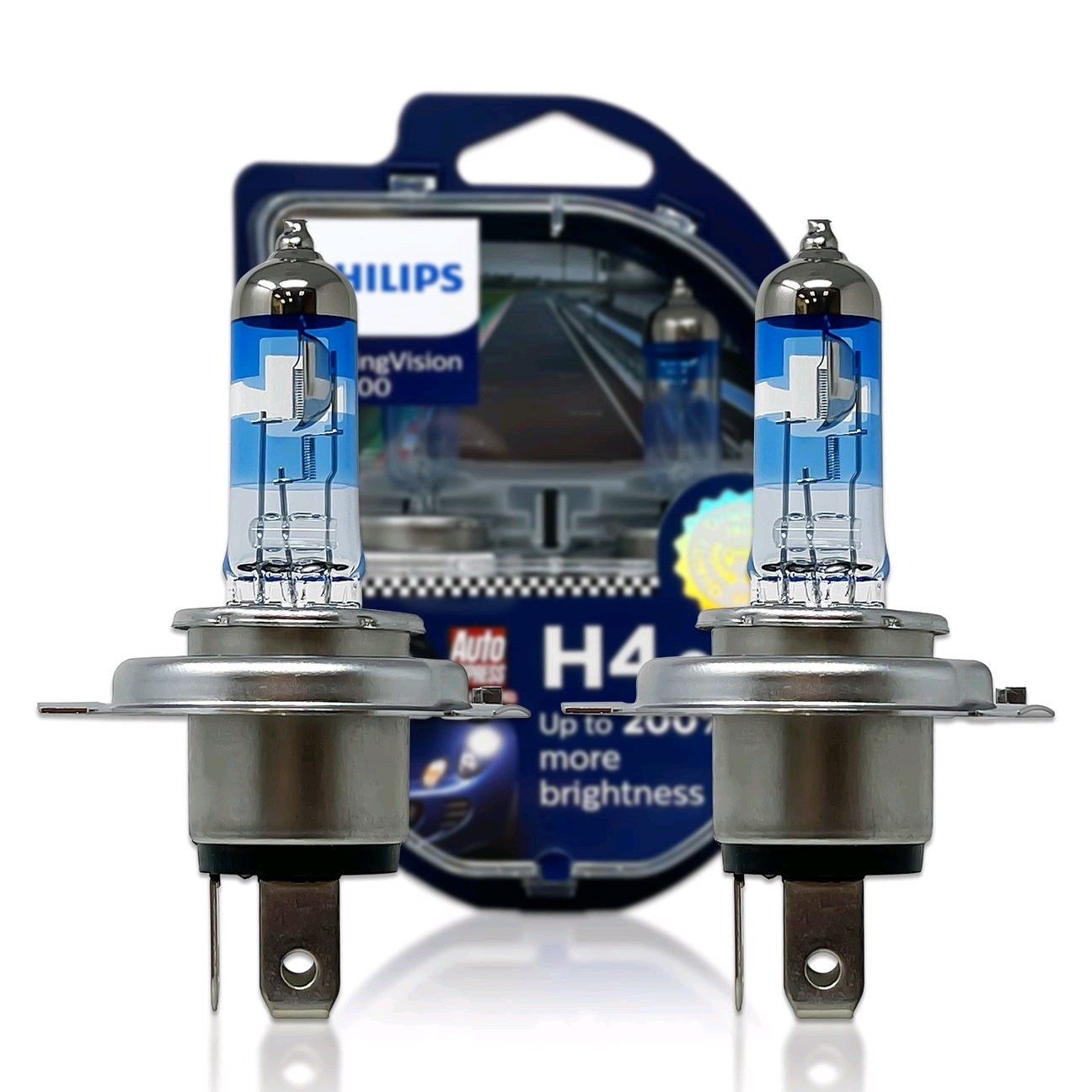 Philips H4 9003 RacingVision GT200 Headlight Halogen Bulbs 12342RGTS2 Pack of 2