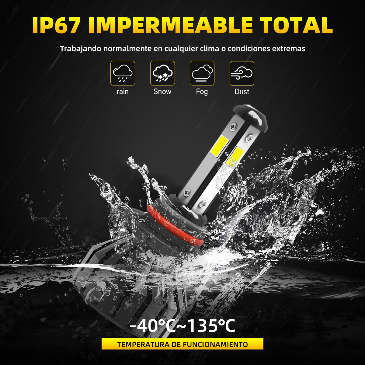 9005 HB3 4-SIDES LED Combo 6000K Clear Cool White Headlight High Low Beam Bulbs