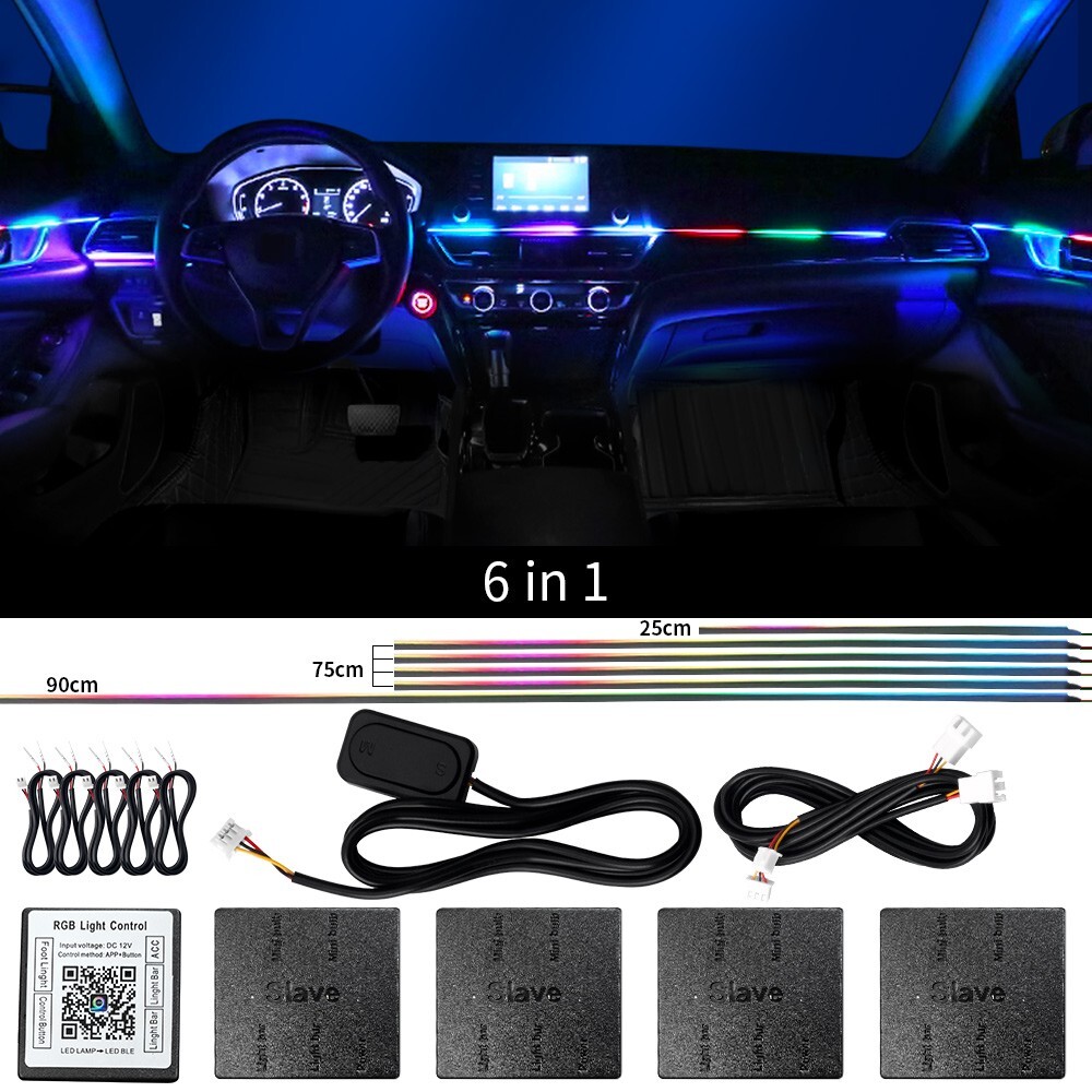 RGB Car Symphony Ambient Light 256 Color Led Atmosphere Acrylic Strip Remote APP