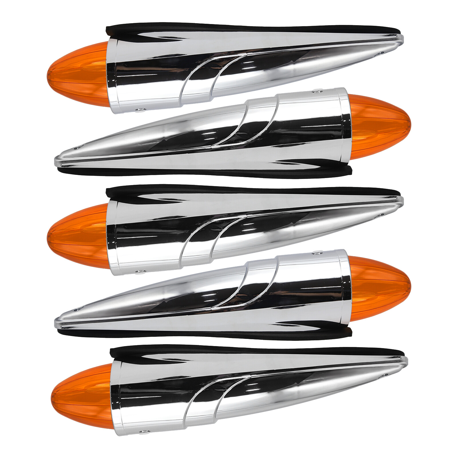 Amber Torpedo Cab Marker Lights 5Pcs Chrome LED Truck Roof Lights Top Clearance