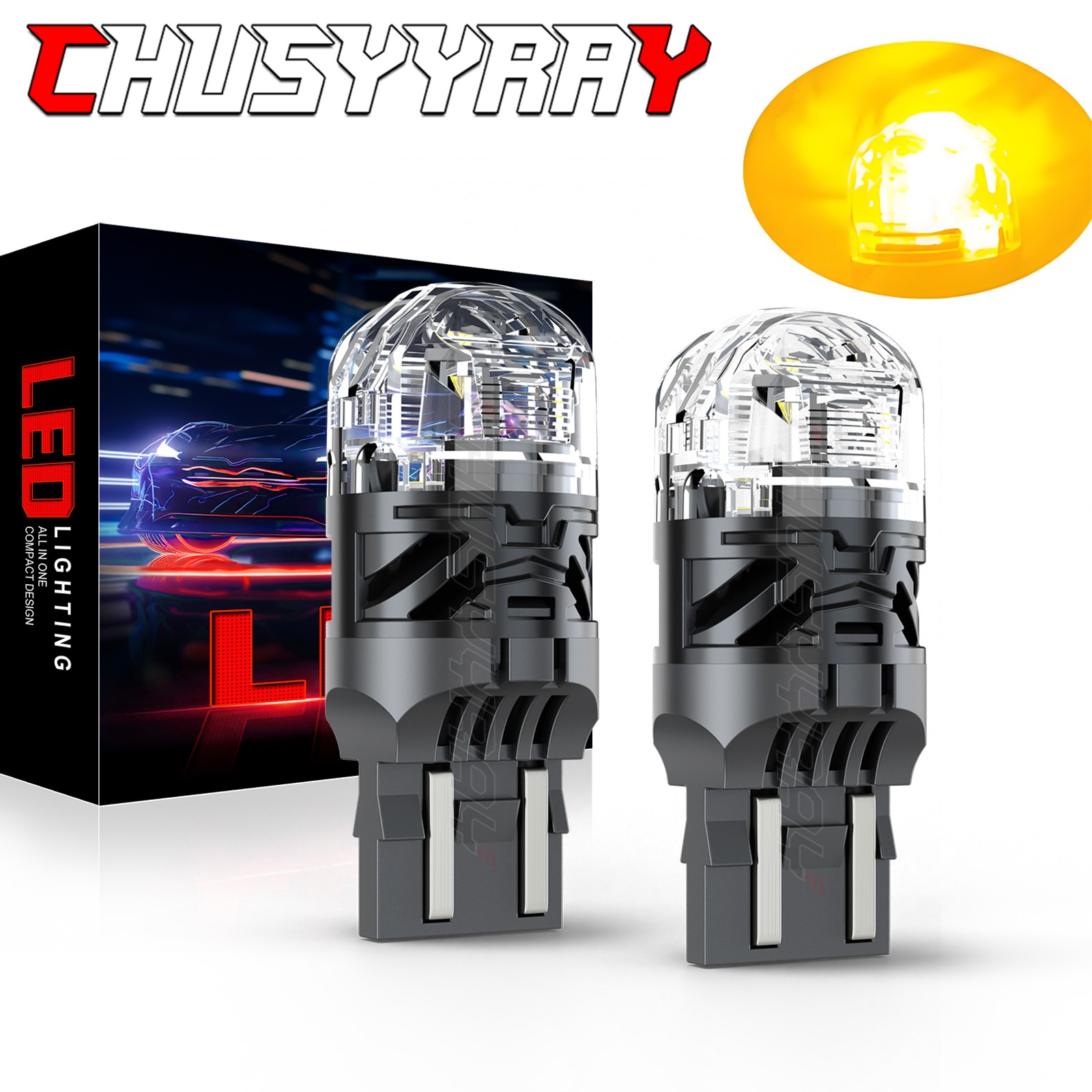 White/Amber High Power 16-SMD 7443 Switchback LED Bulbs FIT Turn Signal Lights