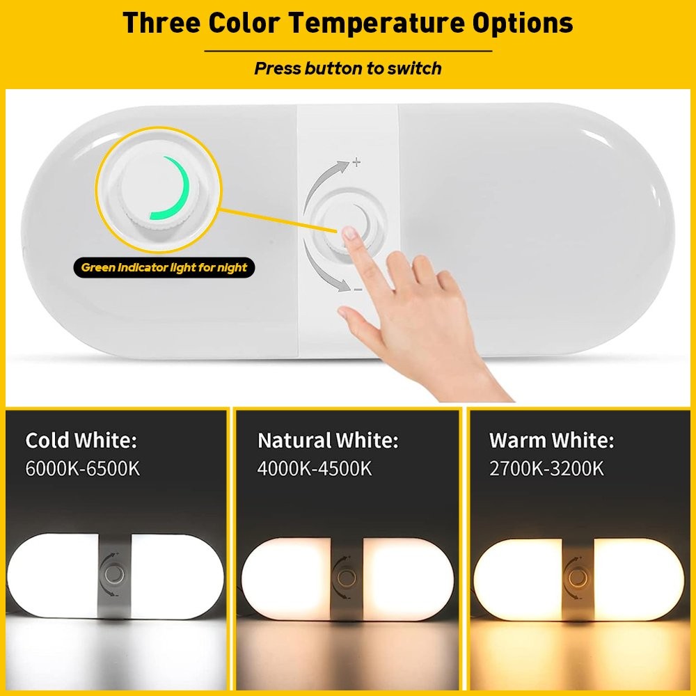 Dimmable 1700LM 3 Color Light Interior 12V24V Ceiling 120Led Dome Lamp RV Camper