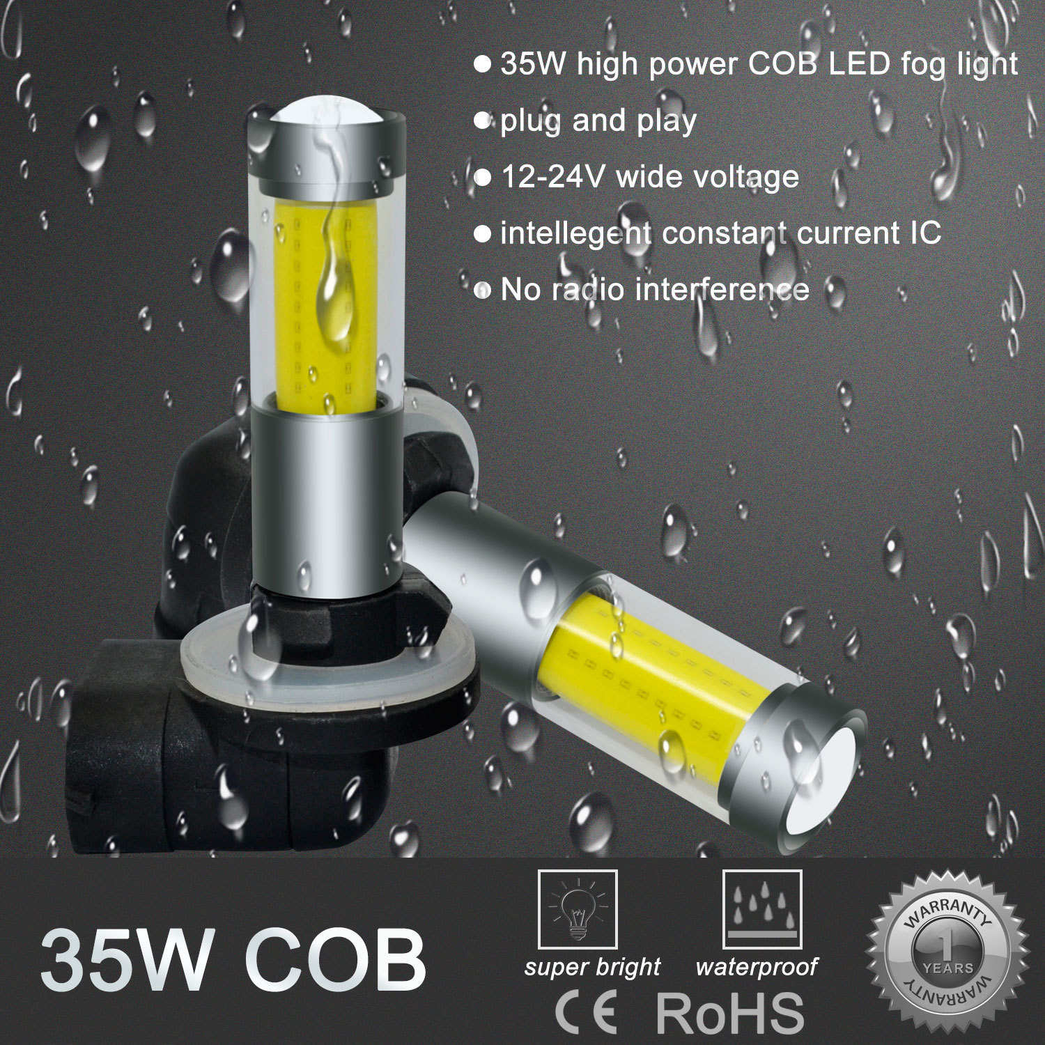 AllaLighting 3000K 881 LED Driving Fog Light Bulb Replacement Lamp Bright Yellow