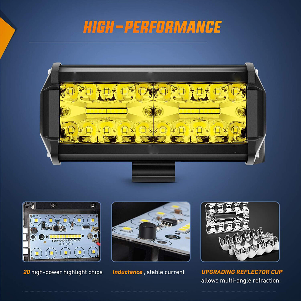 4x 7″ Yellow LED Driving Light Spot Pods Fog Lamps Fit Peterbilt Mack Semi Truck