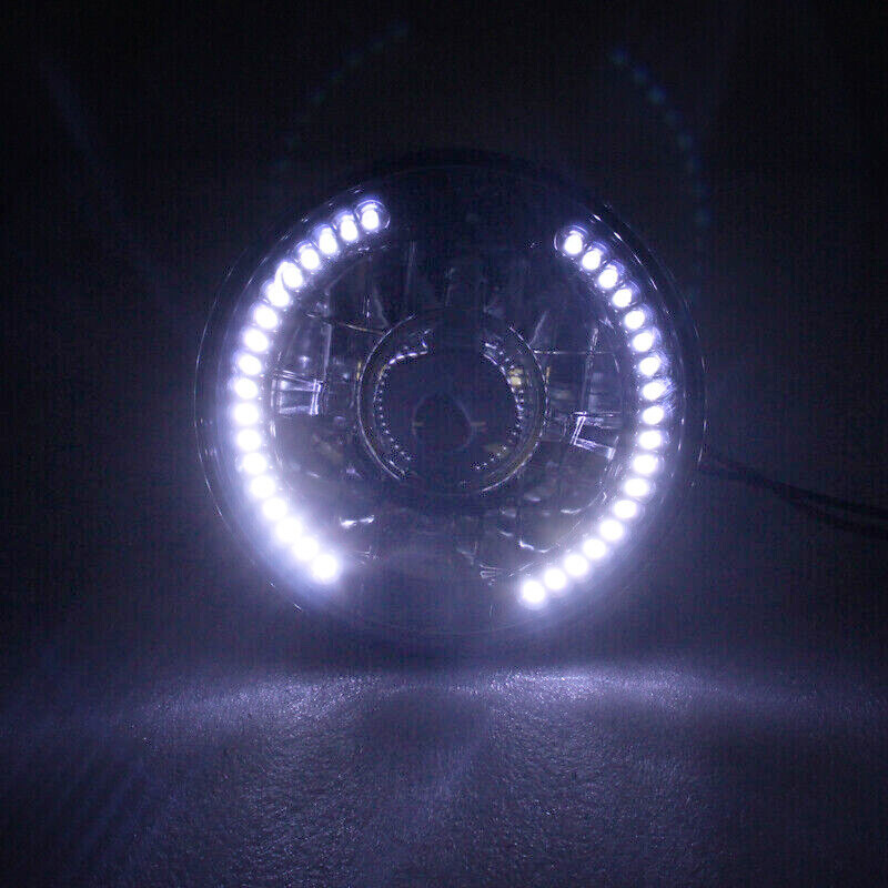 Pair 7″ Inch White LED Halo Chrome Housing Headlights For 2003-2007 Jeep Liberty