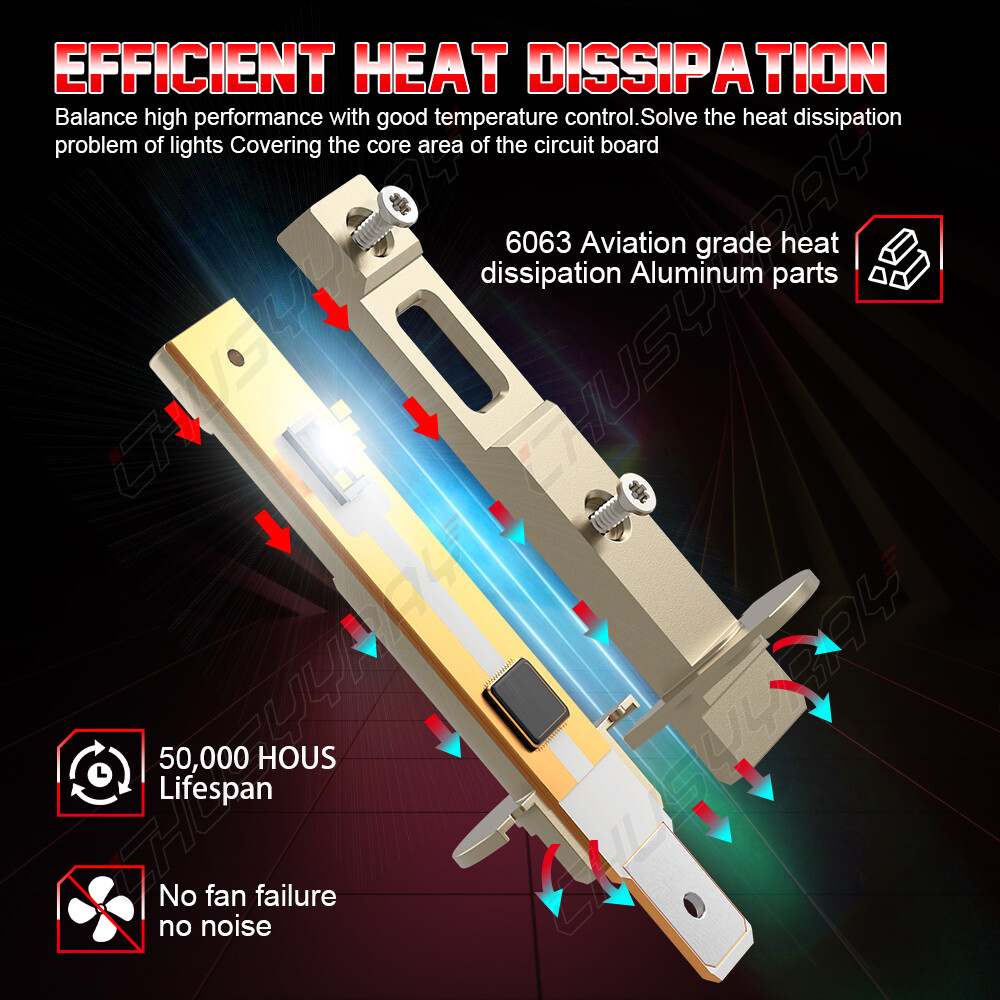 H1 LED Headlight Kit Bulbs High Low Beam 6000K Super White 12000LM Combo 2