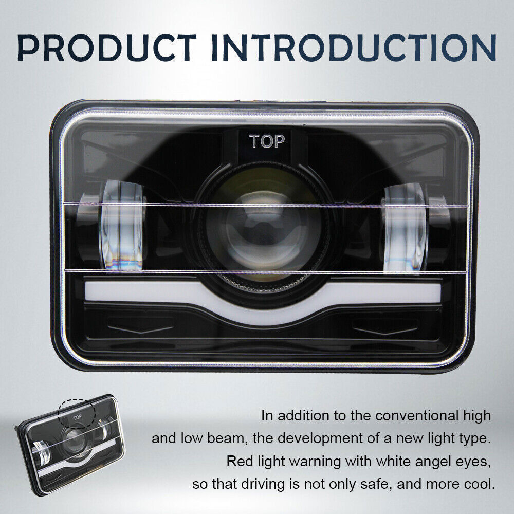 For Cadillac Seville 1977-1985 2PCS 4×6″ LED Headlights DRL High-Low Beam DOT