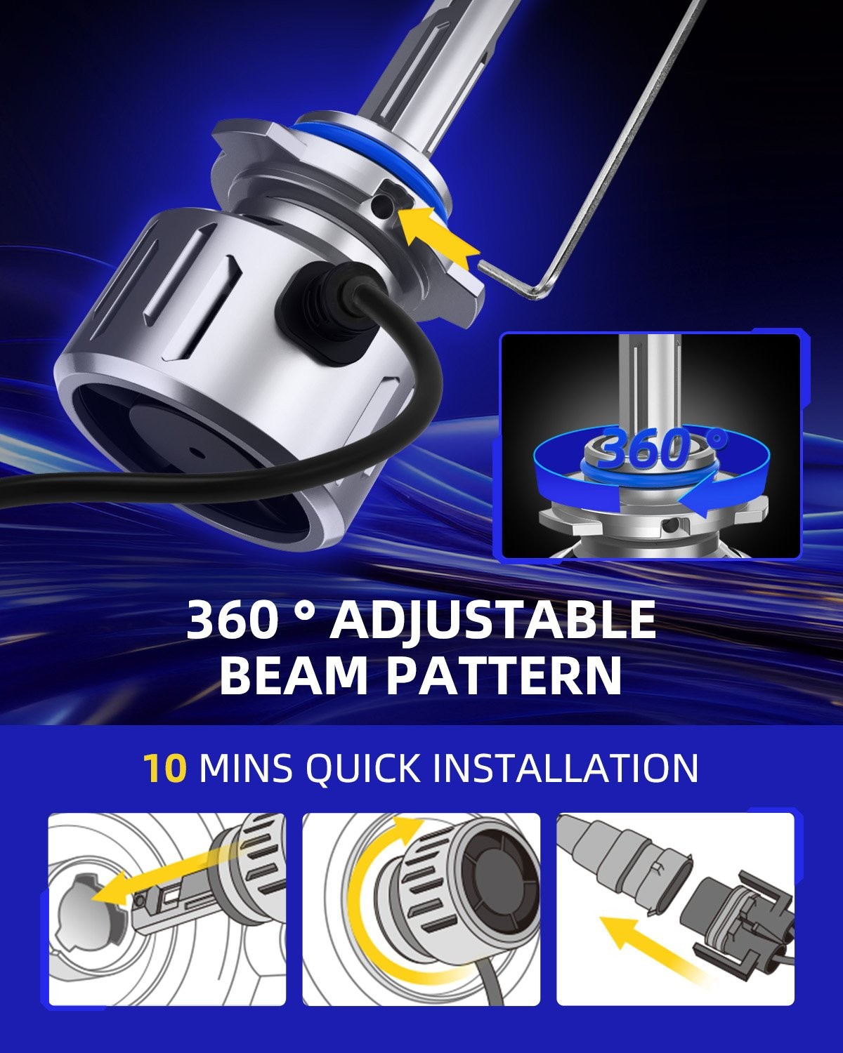 HB3/9005 Headlight LED Super Bright Bulbs Kit White 4100LM/3900LM High/Low Beam