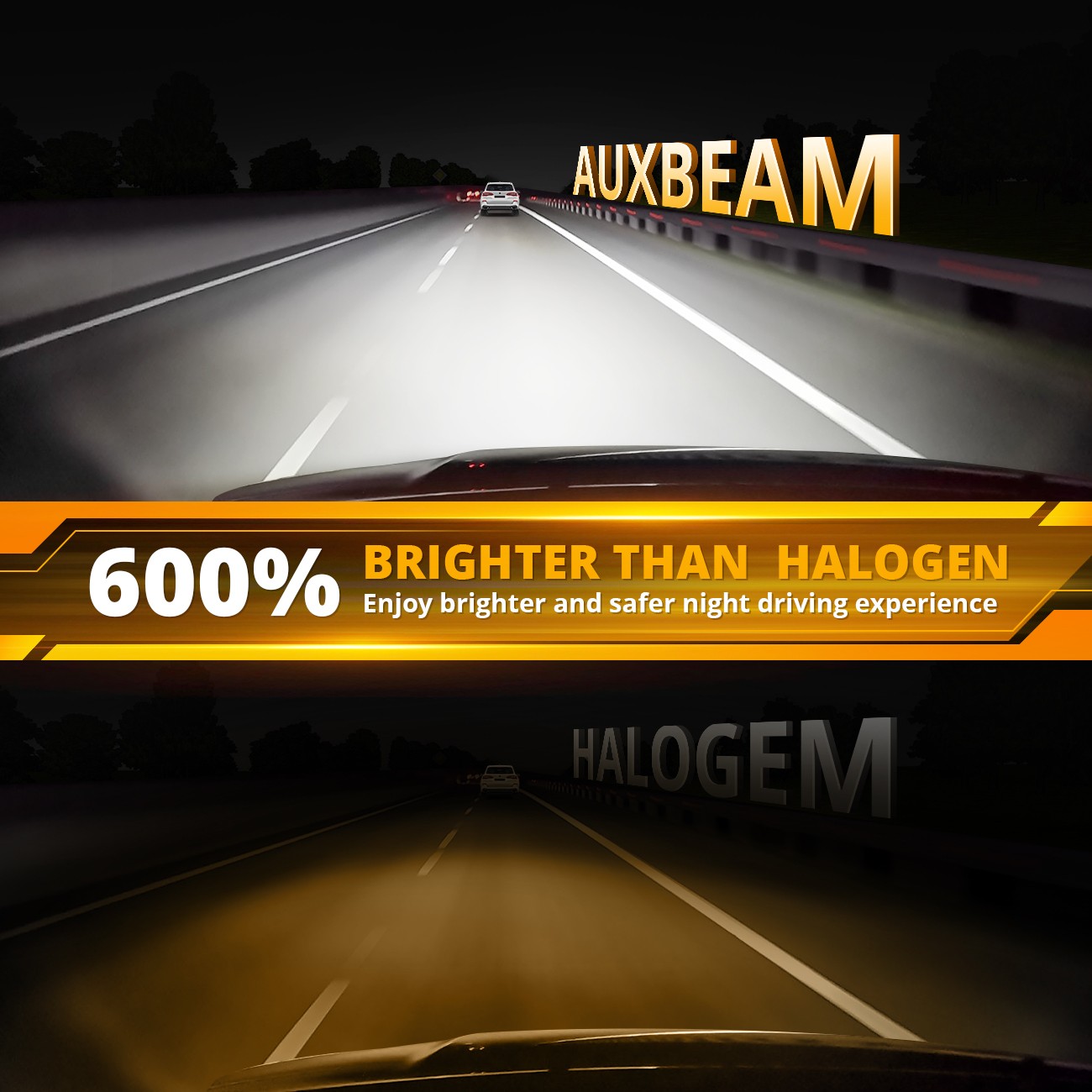 AUXBEAM H11 LED Headlight Kit Low Beam Bulbs Super Bright 6500K White 50000LM 2x