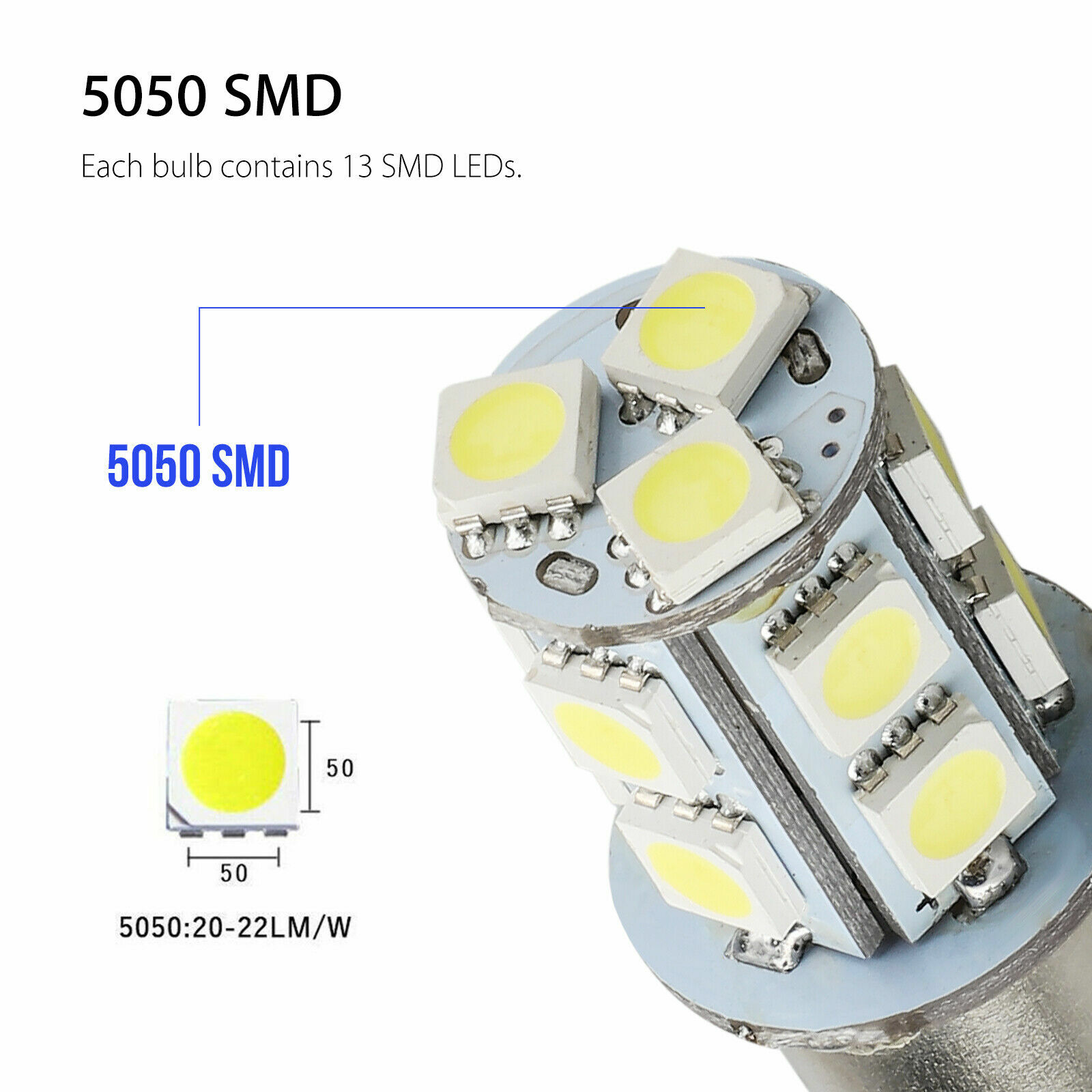 10x Super Bright White 1156 RV Trailer 13-SMD LED 1141 Interior Light Bulbs Lamp