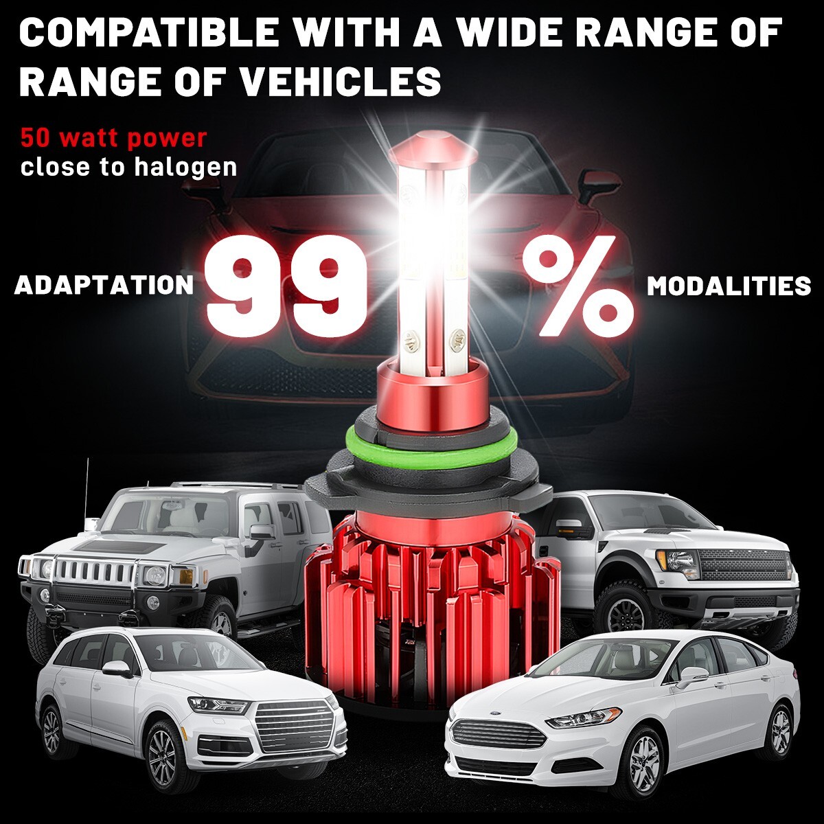 2X 4-Sides 9006 HB4 LED Headlight Bulb Kit Low Beam Foglight Super Bright 6500K