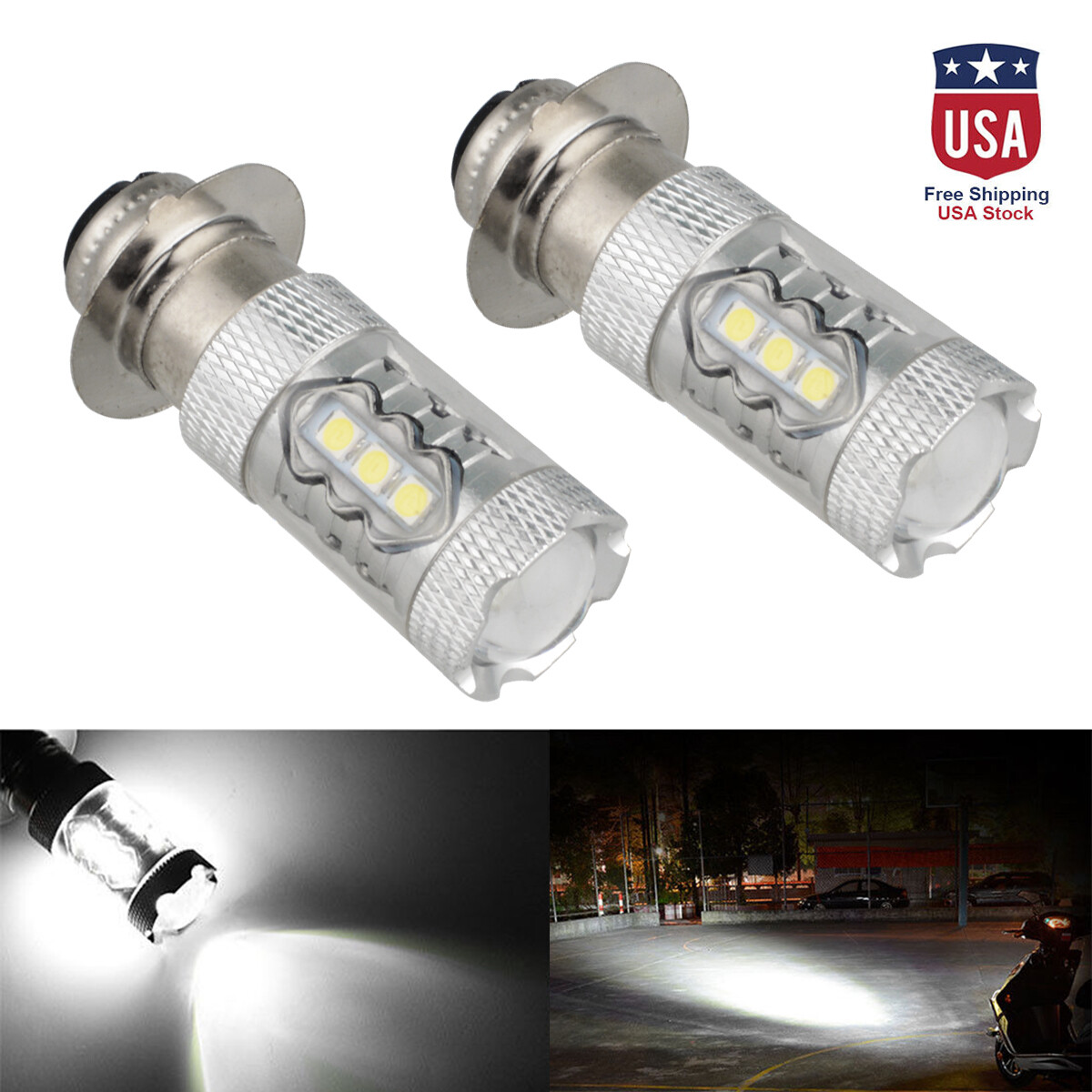 2x H6 LED Headlight Bulbs 6000K White For Yamaha YFZ450R Rhino 700 Raptor YFM660