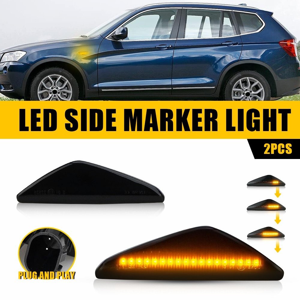 Dynamic Amber LED Side Marker Smoked Light Lens For BMW F25 X3 (06/2009-08/2017)