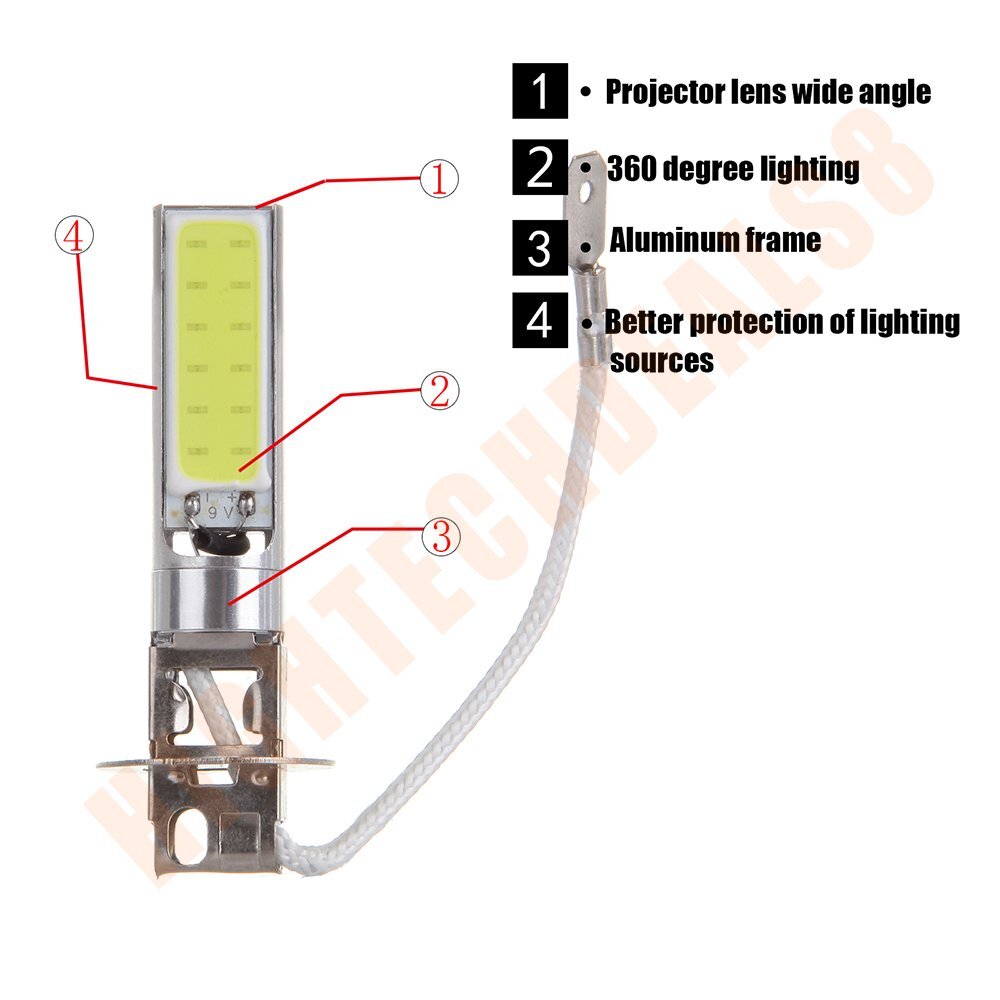 Bright For H3 LED Fog Light 24 SMD Car Bulb 6000K 24SMD Pure White Lamp