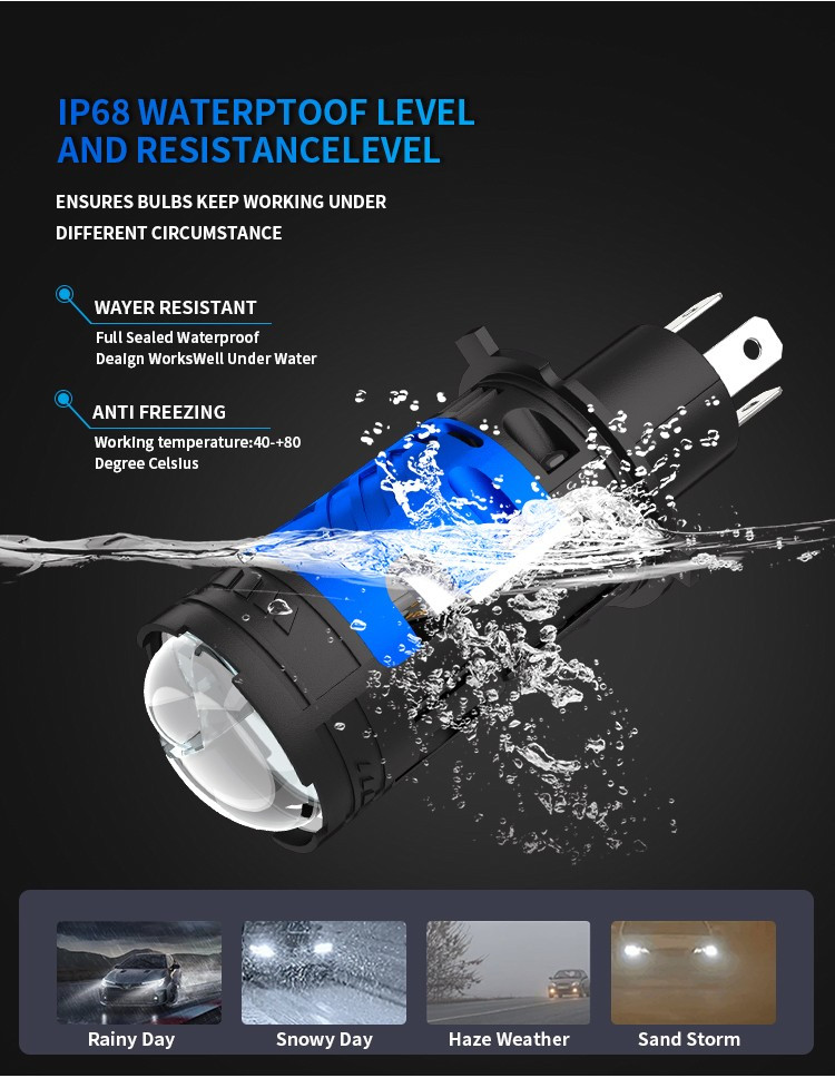 H4 17000LM 6000K LED For Car Headlamps 60W 6063 Aviation Aluminum Material
