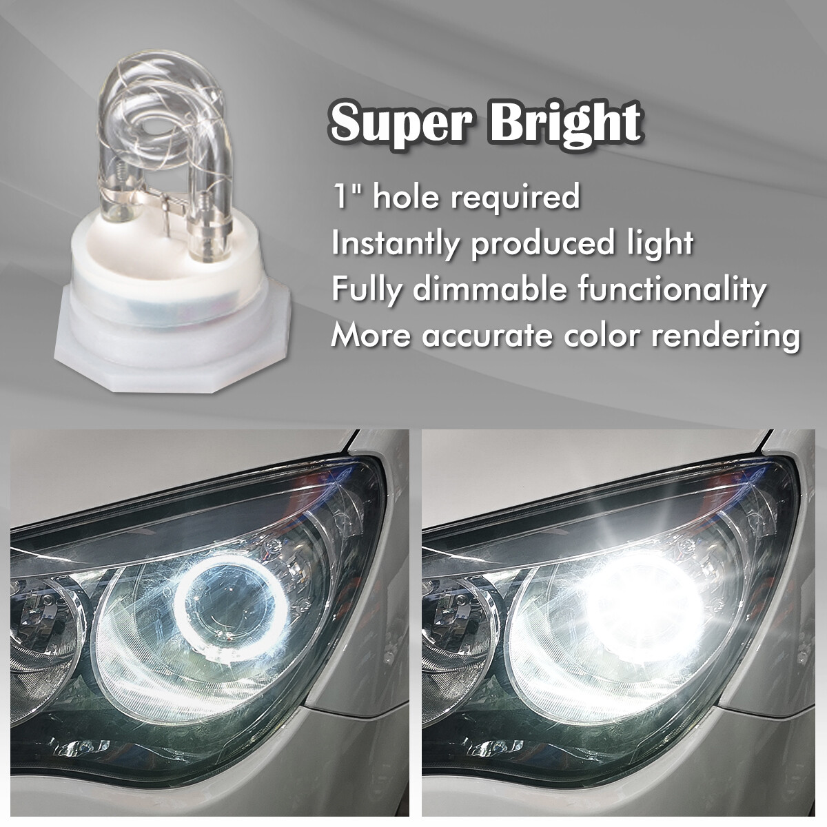 8 HID White Bulbs Hide Away Emergency Strobe Light Headlight Kit Warning System