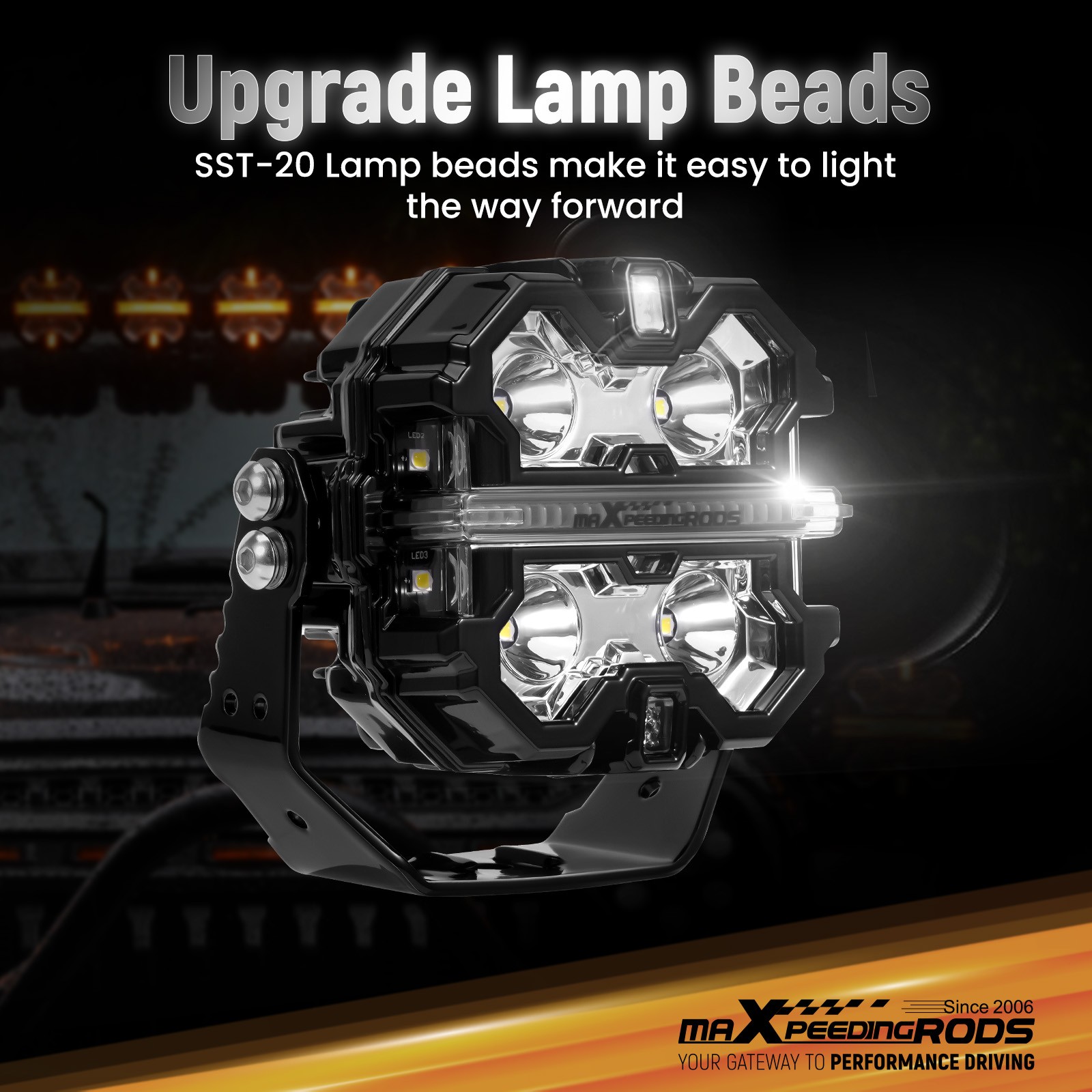 Off Road LED Light Pods 3.5″ Aluminum Housing Spot Beam Side Shooter IP68 160W