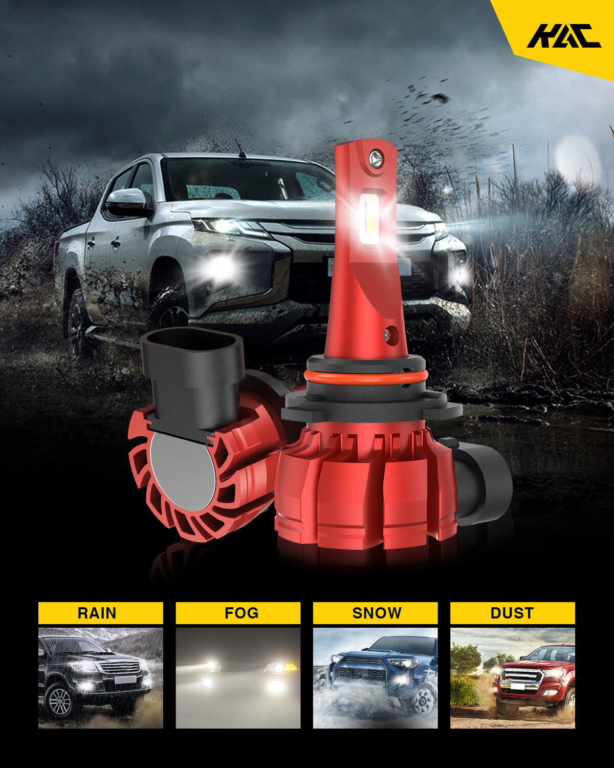 KAC 9006 Brand NEW LED Fog Light Bulbs High Power 6000K Cold White 2PCS