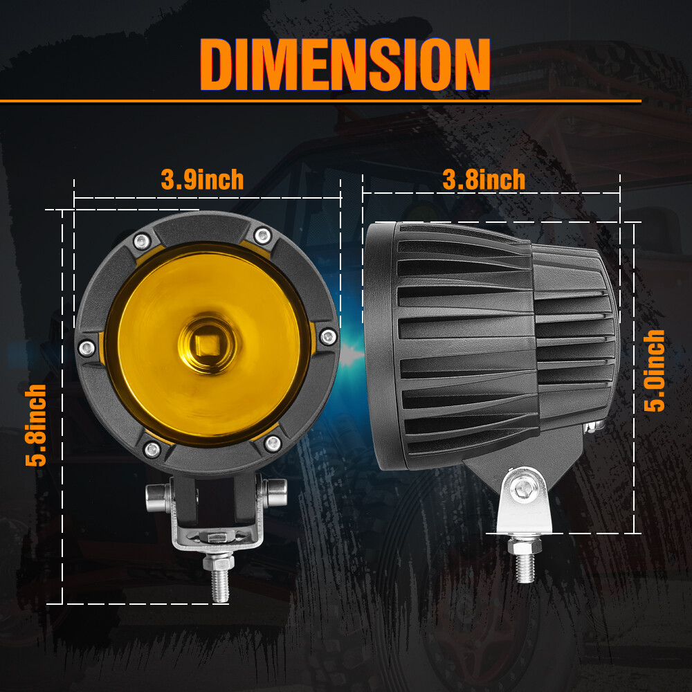 Pair 4″ 80W Round LED Off Road Driving Lights Spot Pods Work Fog 4WD UTV SUV ATV