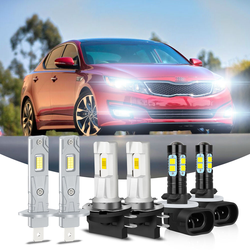 For Kia Optima 2011 2012 2013 6pcs LED Headlight High/Low Beam + Fog light bulbs
