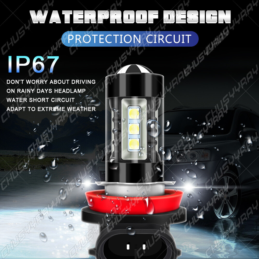 H11 H8 H9 160W High Power 6000K HID White LED Fog Light Bulbs Driving Lamp DRL