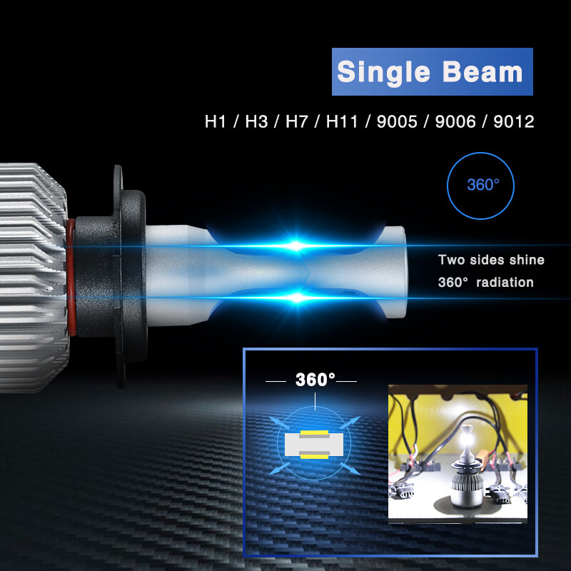 LED Headlight H4 HB2 9003 3-sides LED Bulbs Lights High Low Beam 300000LM 6000K