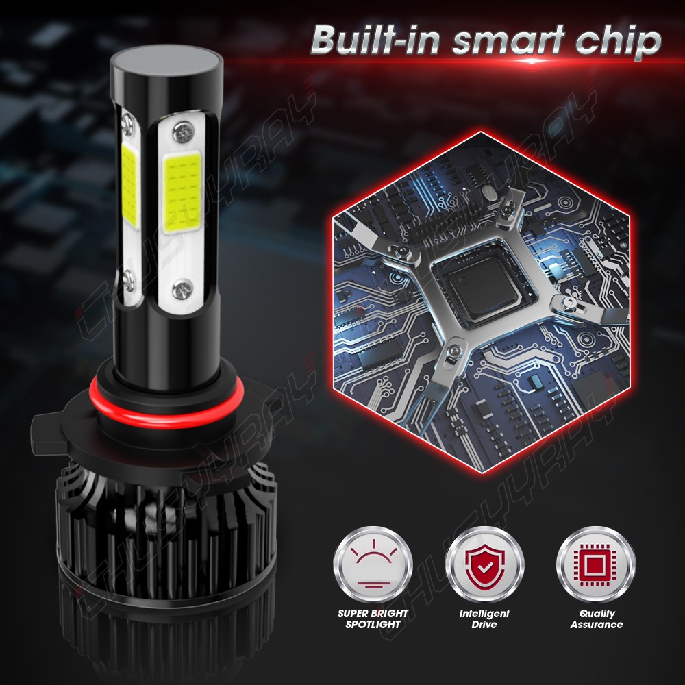 9005 H11 LED Headlights High Low Beam + Fog Lights Bulbs Kit Pure White Bright