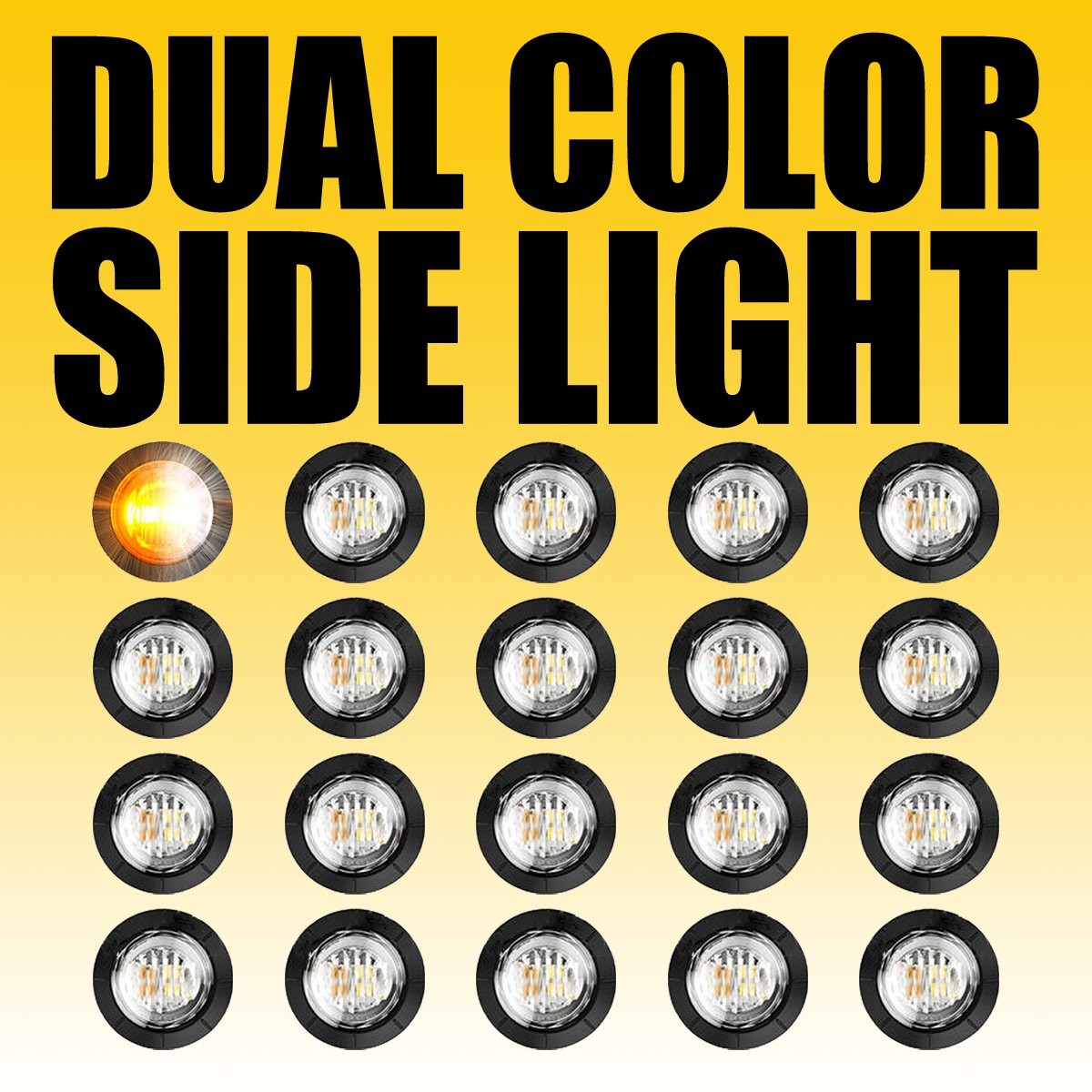 20X 3/4″ Amber White Small Round Side Marker lights Button LED Mini lamps 12V US
