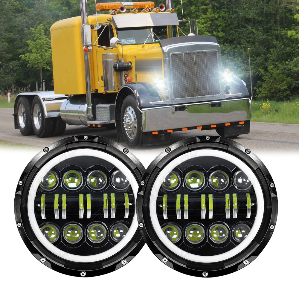 2pcs 7inch Led Round Headlight High-Low Beam for Peterbilt 379 359 Trucks