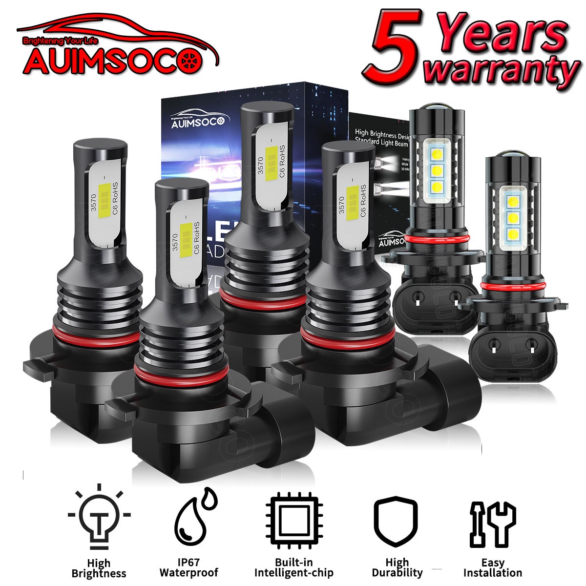 For Chevrolet Silverado 1500 HD Classic 2007 LED Headlight Hi&Lo Fog Beam Bulbs