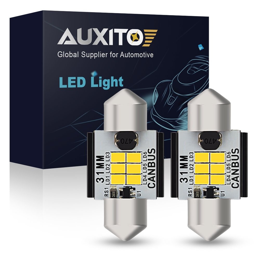 AUXITO 2X 31mm 3020 Interior Dome light Bulbs White LED Light Bright DE3175