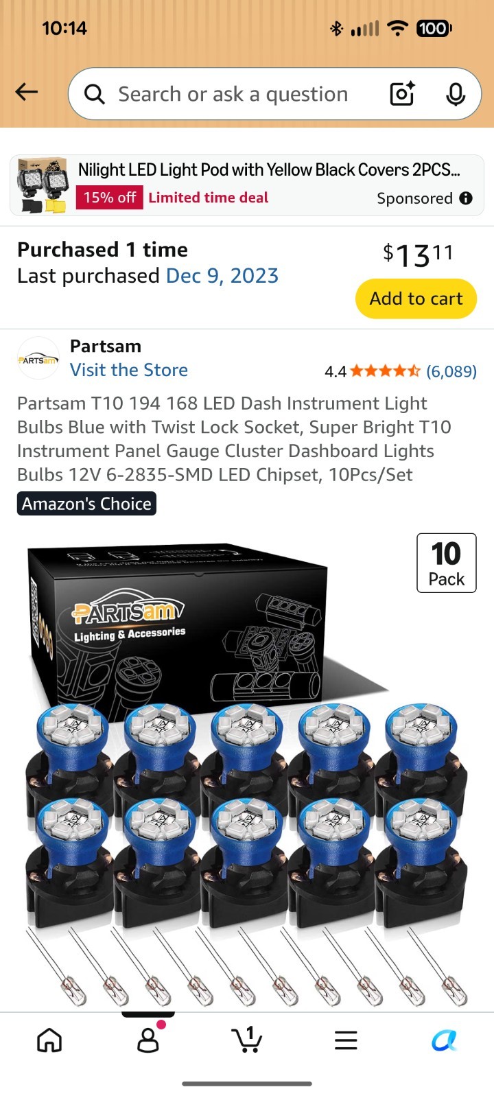 5x T10 194 168 Blue LED Dashboard Gauge Cluster Bulbs w/ Twist Lock Sockets Used