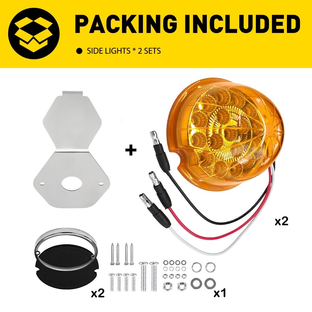 Amber Watermelon LED Clearance Marker Side Lights with Mount Brackets 4-40X