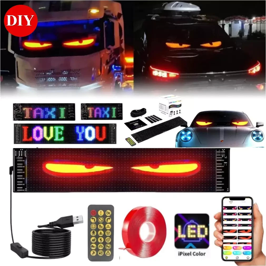 1/2x Devil Eyes Light for Car LED Display Screen Truck Windshield Eyes Light app