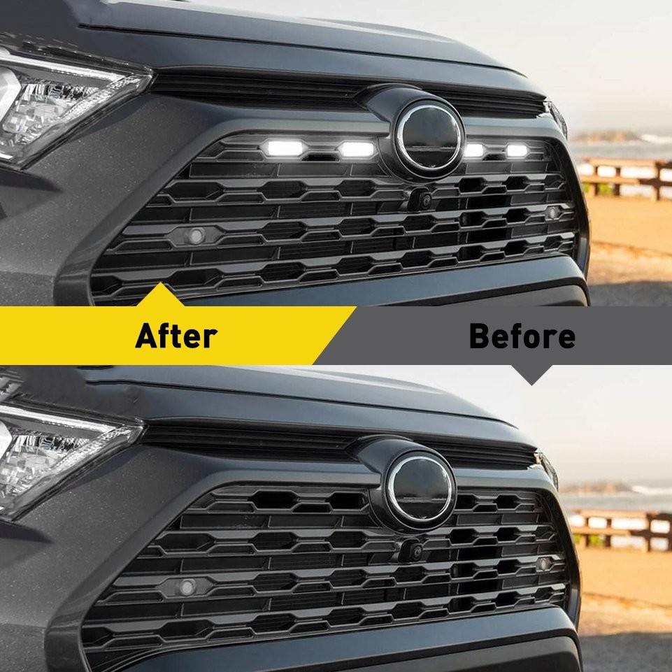 4PCS White LED Front Grille Lights For Toyota RAV4 2019-2024 Limited Smoked Lens