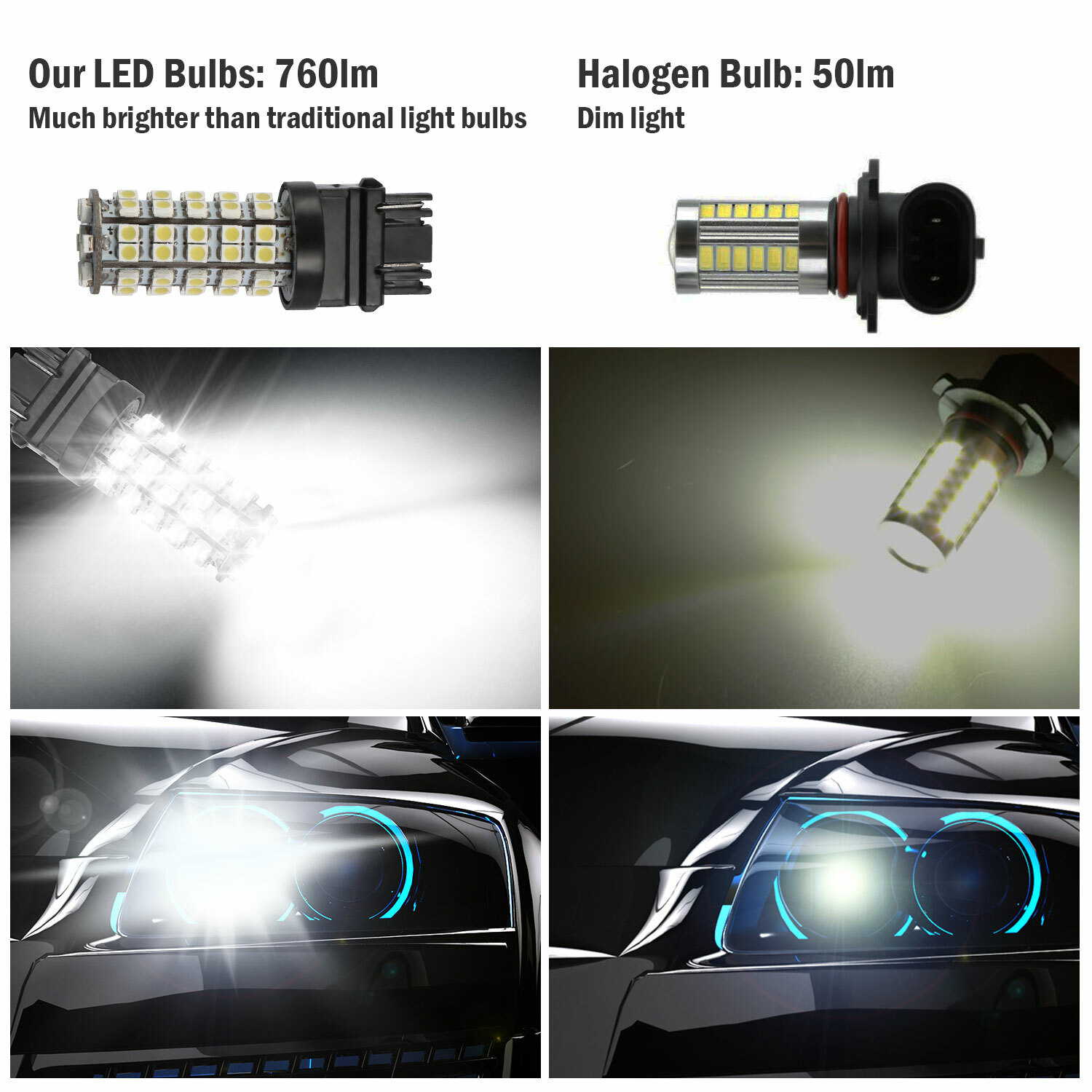 10 X 6000K White 3528SMD 68 LED Tail/Brake/Stop Light Bulbs T25 3057 3457 4157